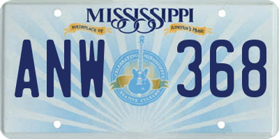 MS license plate ANW368