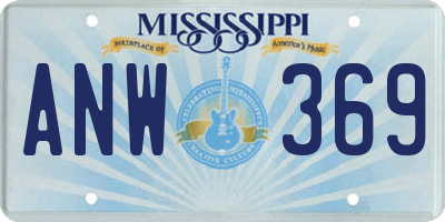 MS license plate ANW369