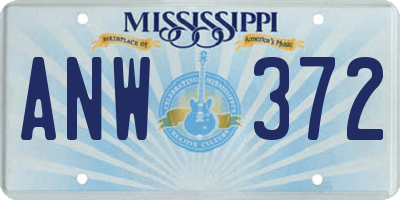 MS license plate ANW372