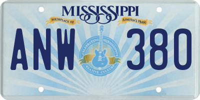MS license plate ANW380