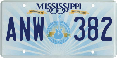MS license plate ANW382