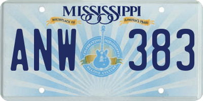 MS license plate ANW383