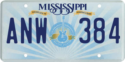 MS license plate ANW384