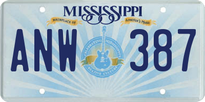 MS license plate ANW387