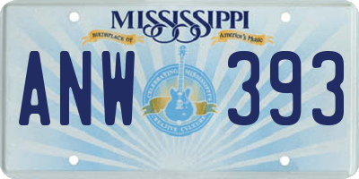 MS license plate ANW393