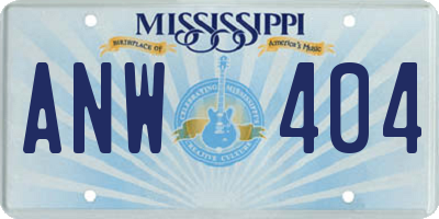 MS license plate ANW404