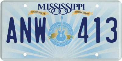 MS license plate ANW413