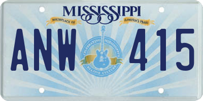 MS license plate ANW415