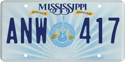 MS license plate ANW417