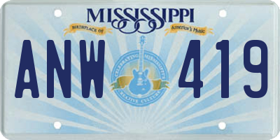 MS license plate ANW419