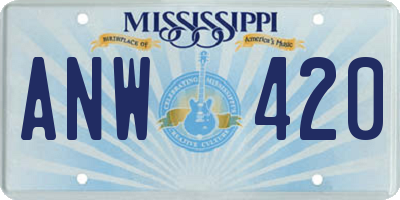 MS license plate ANW420