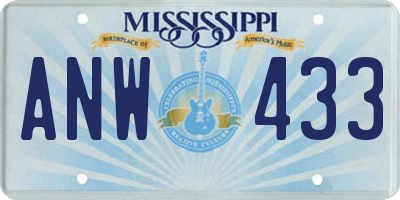 MS license plate ANW433