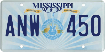 MS license plate ANW450