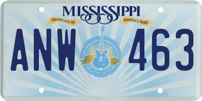 MS license plate ANW463