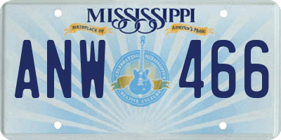 MS license plate ANW466