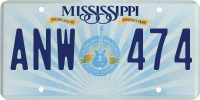 MS license plate ANW474