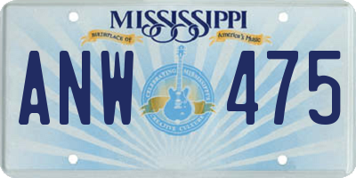 MS license plate ANW475