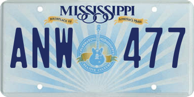 MS license plate ANW477