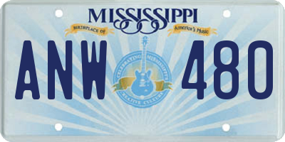 MS license plate ANW480