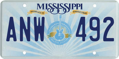 MS license plate ANW492
