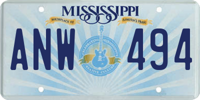 MS license plate ANW494