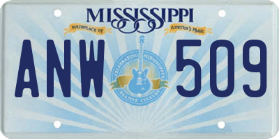 MS license plate ANW509