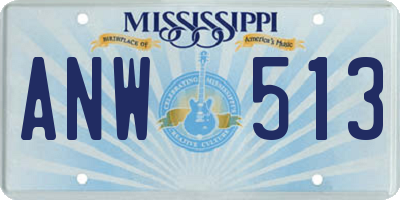 MS license plate ANW513