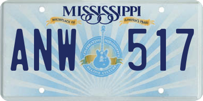 MS license plate ANW517