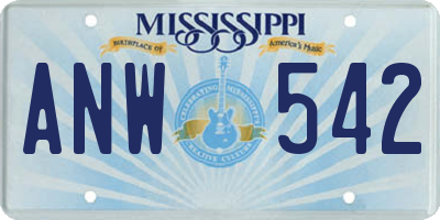 MS license plate ANW542