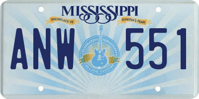 MS license plate ANW551