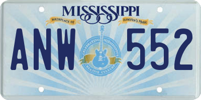 MS license plate ANW552