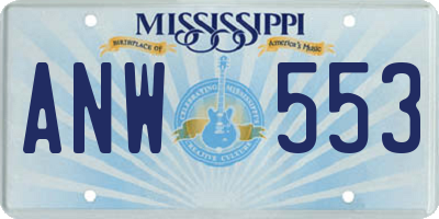 MS license plate ANW553