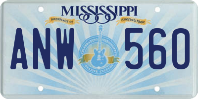 MS license plate ANW560