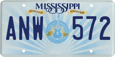 MS license plate ANW572