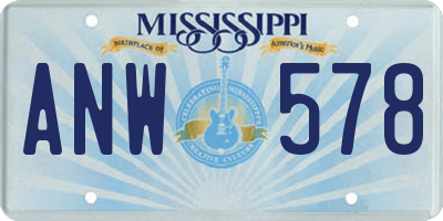 MS license plate ANW578