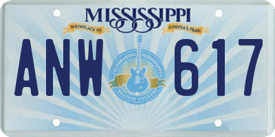 MS license plate ANW617