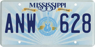 MS license plate ANW628