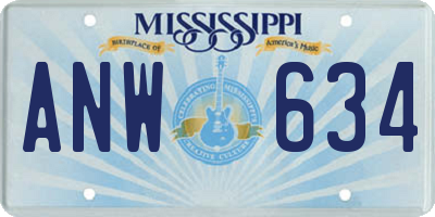 MS license plate ANW634