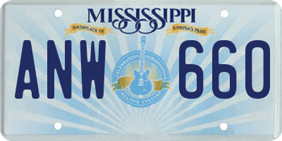 MS license plate ANW660