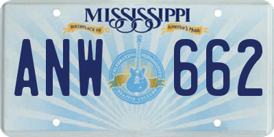 MS license plate ANW662