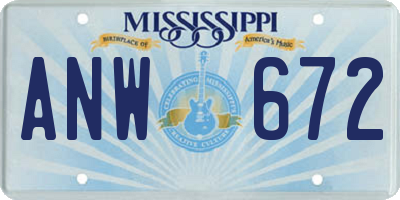 MS license plate ANW672