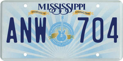 MS license plate ANW704