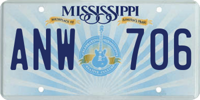 MS license plate ANW706