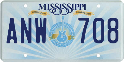 MS license plate ANW708