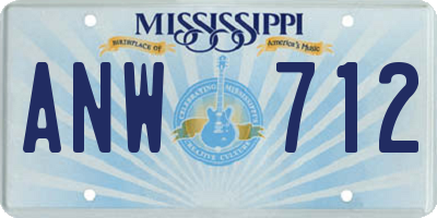 MS license plate ANW712