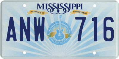 MS license plate ANW716