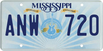 MS license plate ANW720