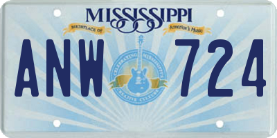 MS license plate ANW724