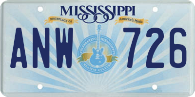 MS license plate ANW726