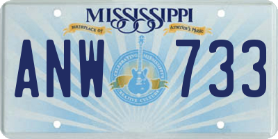MS license plate ANW733